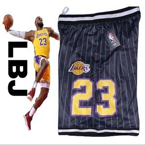 NBA #23 LA Lakers Lebron James Pinstripe Black